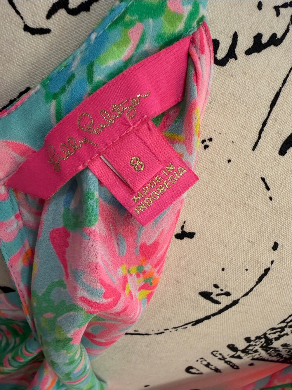 Lilly Pulitzer Aqua Dress with Pink & Green Floral Print - Picture 3 of 3